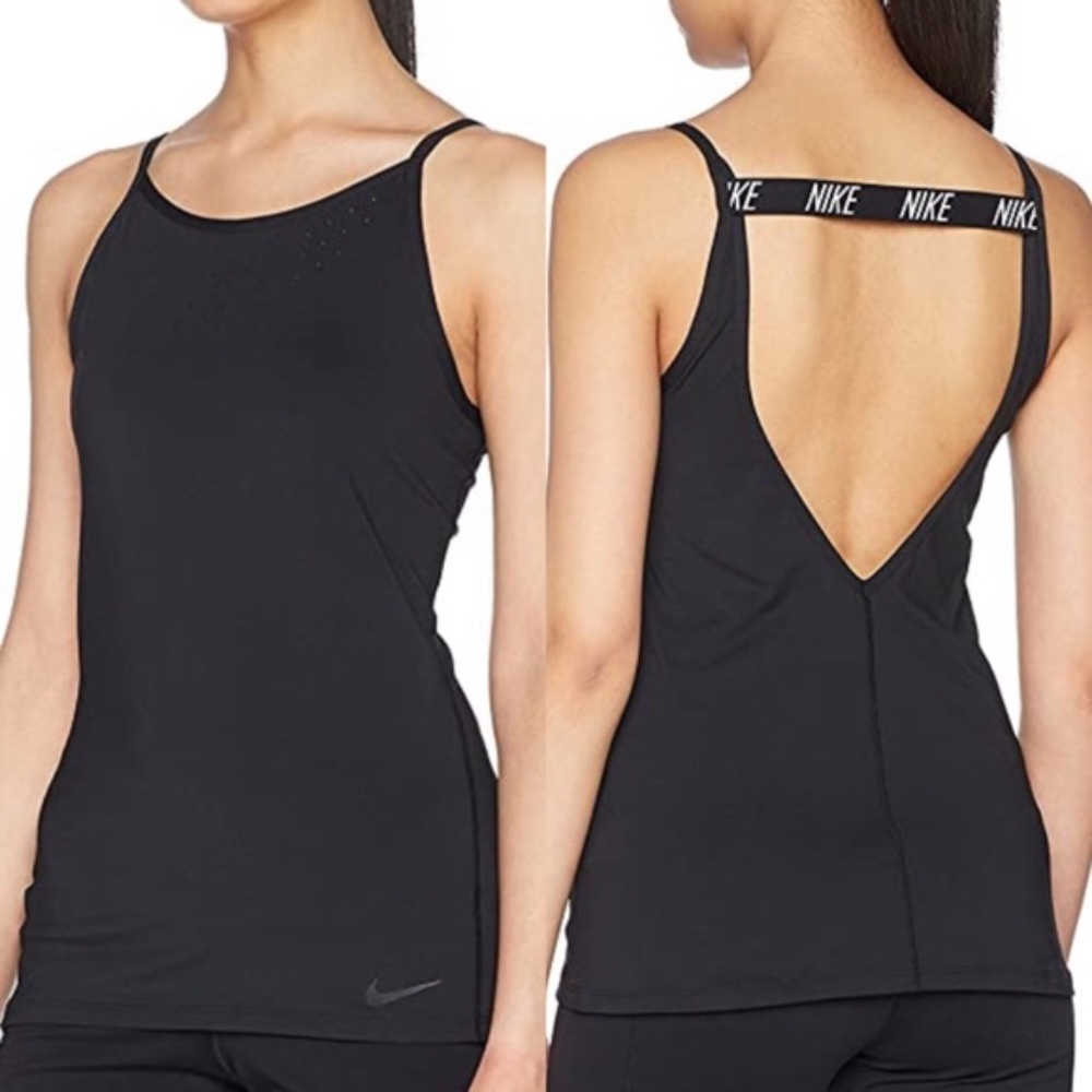 EUC Nike Dri-Fit Low Back Logo Strap Tank Top